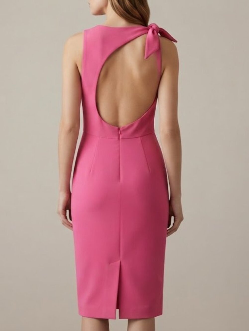 Hot Pink Open Back Midi Dress